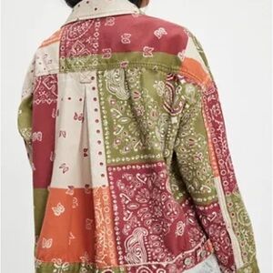 Free People We The Free Opal Swing Printed Denim Jacket NWT SIZE XS